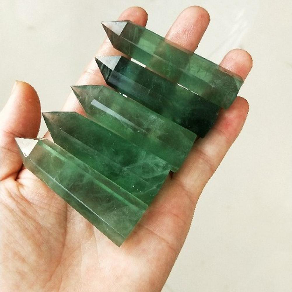 100% Natural Fluorite Quartz Crystal Green Striped Fluorite Point Healing Hexagonal Wand Treatment Stone Home Decoration C19021601