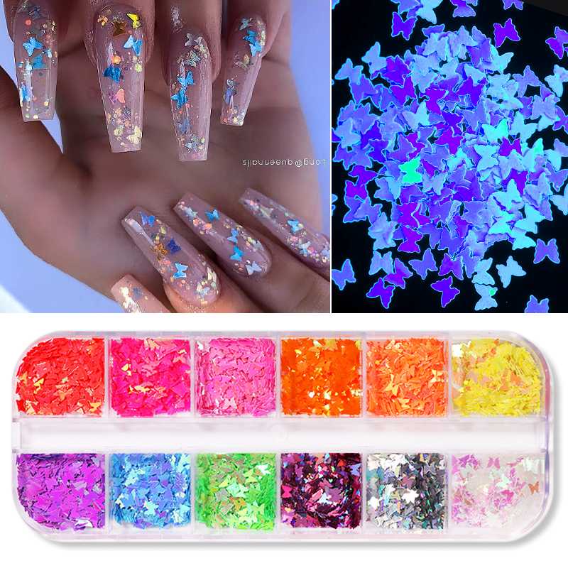 12 Grids/Box Nail Art Fluorescent Flakes Holographics Butterfly Nail Sequins Decoration Design Sticker DIY Accessories
12 Grids/Box Nail Art Fluorescent Flakes Holographics Butterfly Nail Sequins Decoration Design Sticker DIY Accessories