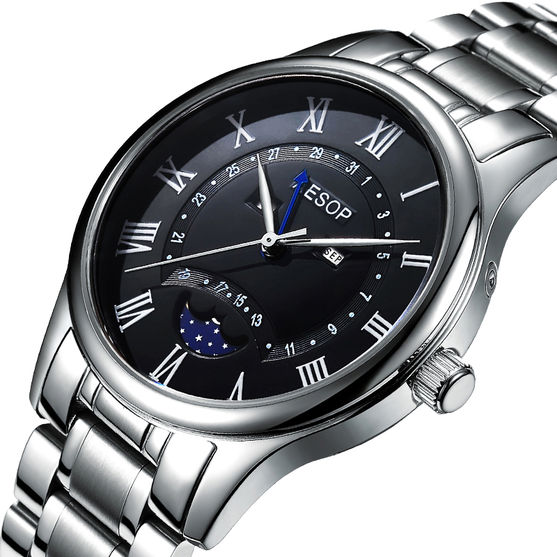 AESOP Luxury Men Quartz Watch Chronograph Men's Wristwatch Stainless Steel Male Waterproof Watch Clock Men Relogio Masculino, Black
AESOP Luxury Men Quartz Watch Chronograph Men's Wristwatch Stainless Steel Male Waterproof Watch Clock Men Relogio Masculino, Black