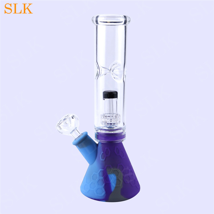 High quality beaker bong food grade silicone + top glass percolator bong SILICLAB newest dab rigs oil rig with bowl factory outlet
High quality beaker bong food grade silicone + top glass percolator bong SILICLAB newest dab rigs oil rig with bowl factory outlet