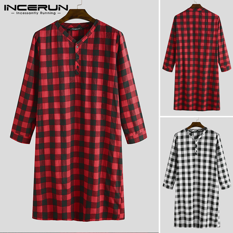 INCERUN Long Sleeve Plaid Men' Sleep Robes Soft Loose V Neck Button Long Pajamas Homewear Leisure Men Nightgown Bathrobes -5XL, Black
INCERUN Long Sleeve Plaid Men' Sleep Robes Soft Loose V Neck Button Long Pajamas Homewear Leisure Men Nightgown Bathrobes -5XL, Black