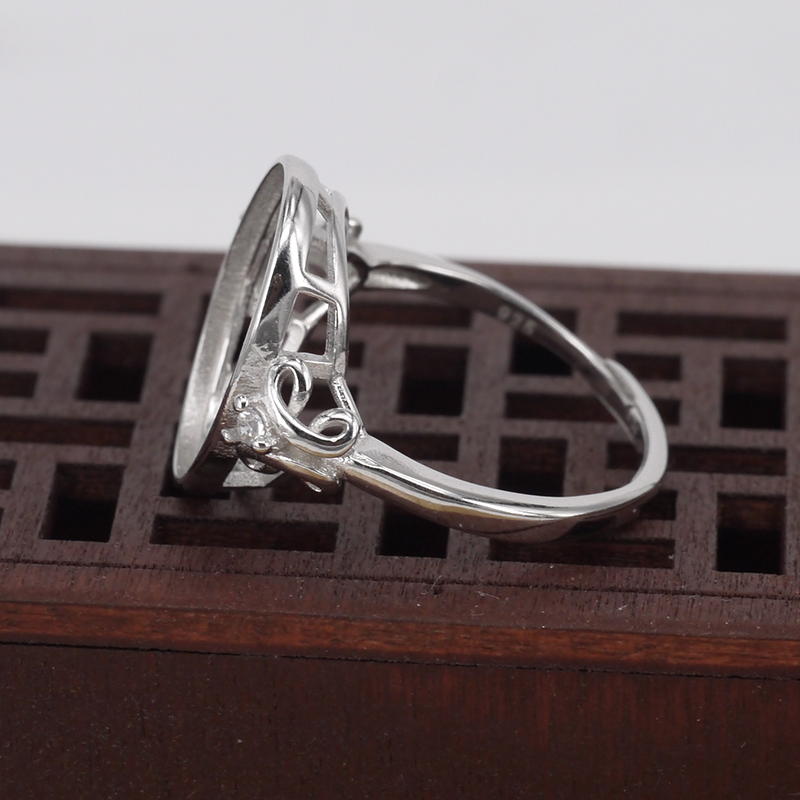 925 Sterling Silver Women Engagement Wedding Ring 10x12mm 10x14mm 13x17mm Oval Cabochon Semi Mount Ring Setting Wholesale