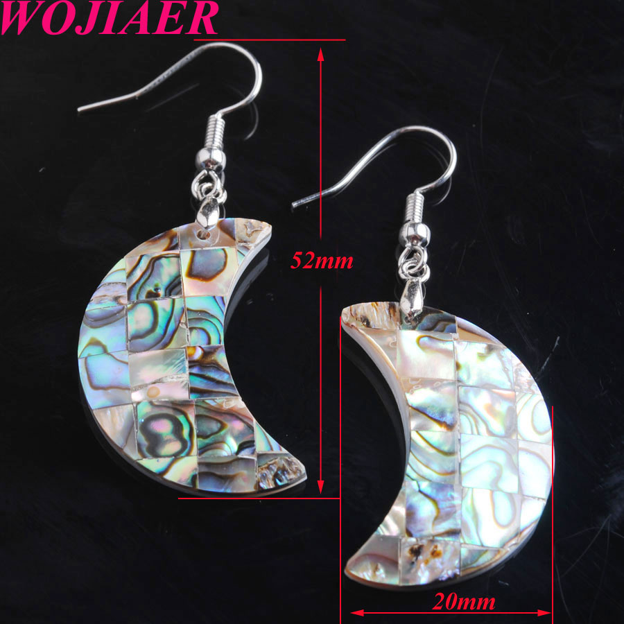 WOJIAER Earrings Natural Abalone Seashell Colorful Dangle Earring for Women Geometric Drop Pendants Jewelry Finding BV902