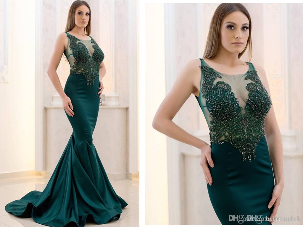 Sexy Mermaid Long Evening Dresses South Africa Transparent 2019 Beaded Luxury Designer Dress Satin Dresses Bridal Gowns, Dark green
Sexy Mermaid Long Evening Dresses South Africa Transparent 2019 Beaded Luxury Designer Dress Satin Dresses Bridal Gowns, Dark green