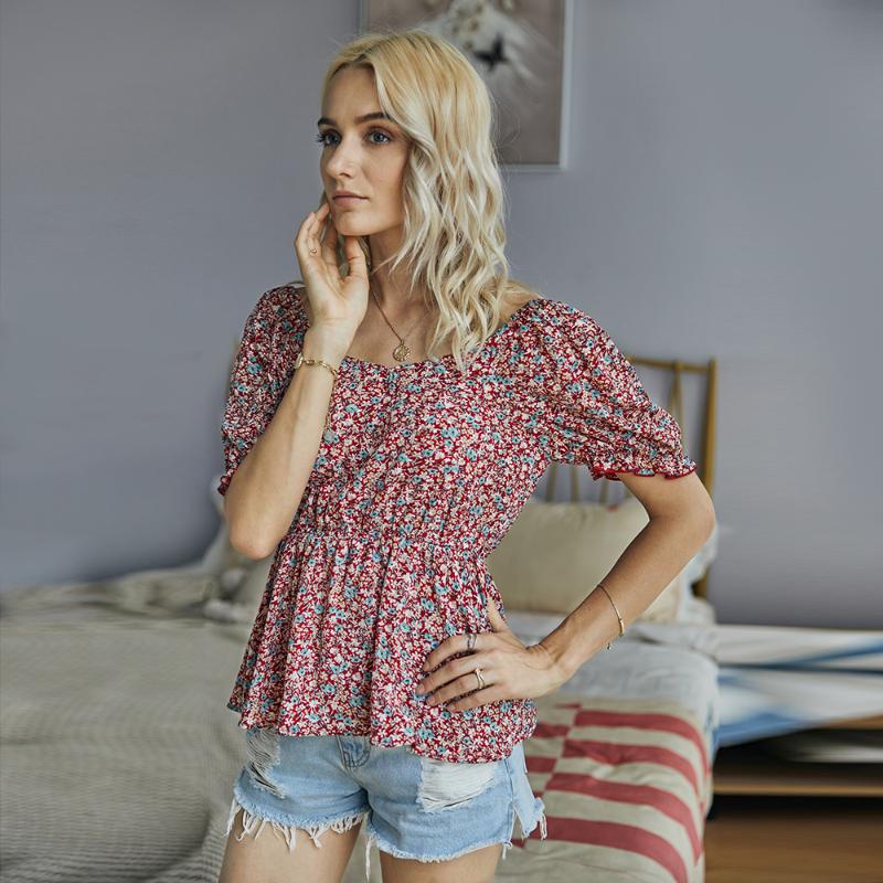 Women Puff Sleeve Floral Print Chiffon Blouse Shirt Summer Bohemian Beach Blusa Feminina Flower Ruffle Peplum Short Tops, Blue
Women Puff Sleeve Floral Print Chiffon Blouse Shirt Summer Bohemian Beach Blusa Feminina Flower Ruffle Peplum Short Tops, Blue