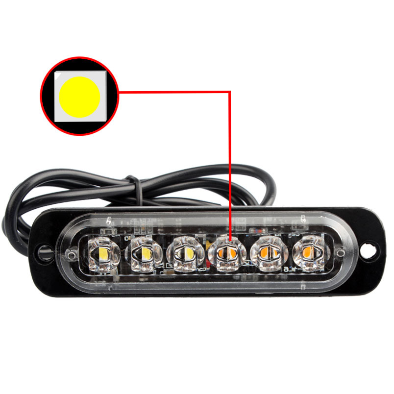 The New 6 Lights Ultra Thin Warning Light Motorcycle Pickup Strobes Lamp 12-24v Universal Ultra-Thin Strobe Lamps 6LED