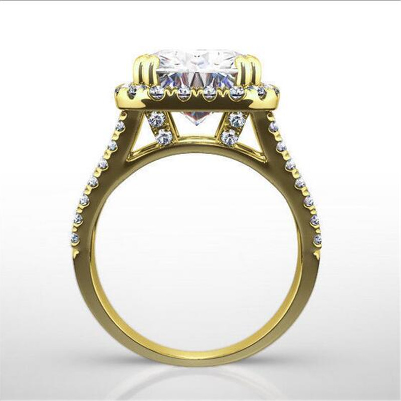 New Arrival Sparkling Luxury Jewelry Astor Cutting 925 Sterling Silver&Gold Fill White Topaz CZ Diamond Women Engagement Band Ring Gift