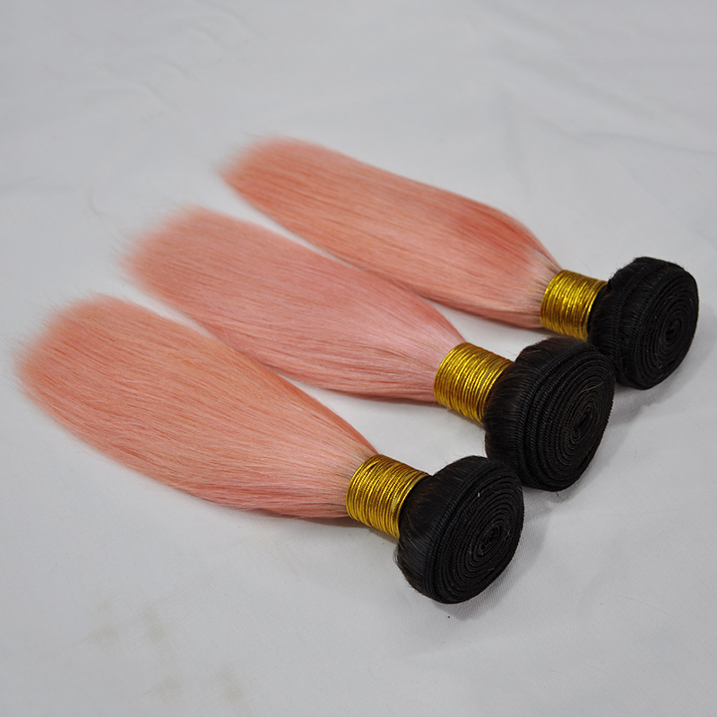 accept epacket 100 human 1b pink rose gold ombre human hair bundles brazilian hair 3 bundles remy hair extensions