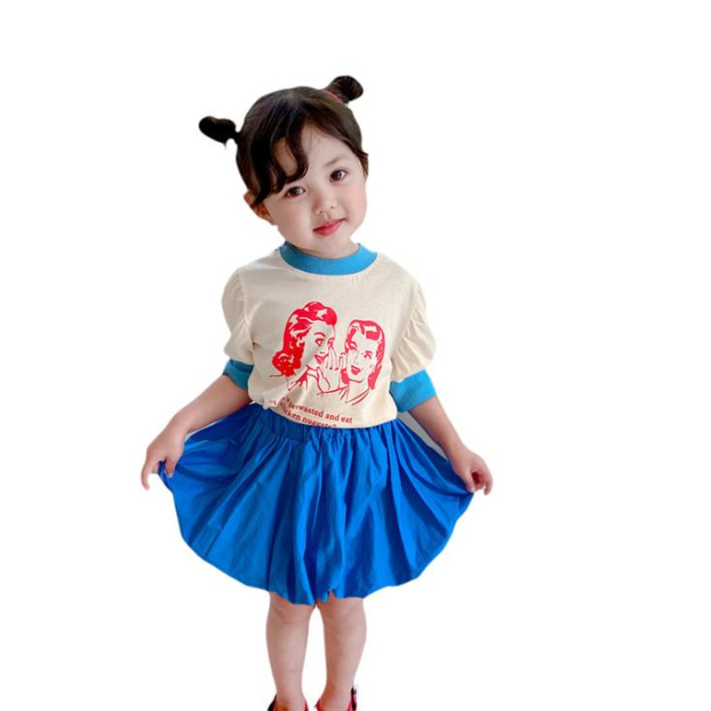 DFXD Toddler Summer Girls Sets Cotton Puff Sleeve Print T-shirt+Skirt Two Piece Outfit Korean Style Children Clothing Sets 1-7T, Blue
DFXD Toddler Summer Girls Sets Cotton Puff Sleeve Print T-shirt+Skirt Two Piece Outfit Korean Style Children Clothing Sets 1-7T, Blue