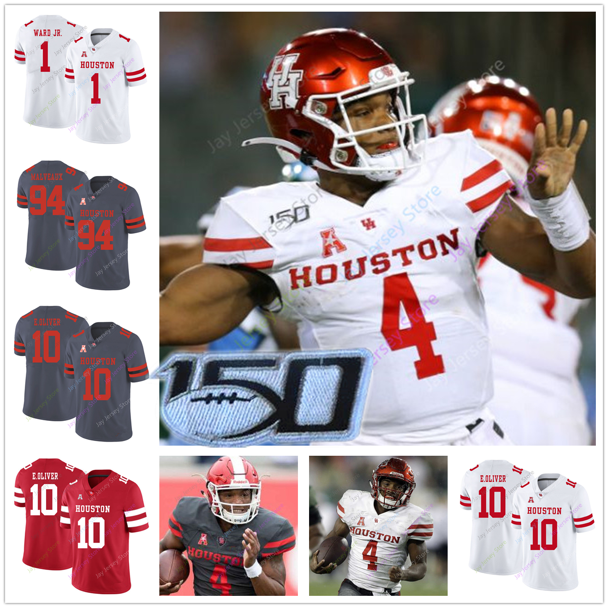 Custom Houston Cougars Football Jersey College 13 Jeremy Singleton 85 Christian Trahan 22 Austin Robinson 10 Oliver, With 150th patch
Custom Houston Cougars Football Jersey College 13 Jeremy Singleton 85 Christian Trahan 22 Austin Robinson 10 Oliver, With 150th patch
