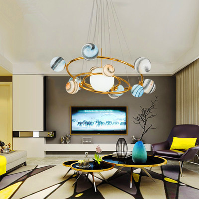 2019 new stray earth chandelier Nordic creative lamp round planet chandelier living room study children room chandelier