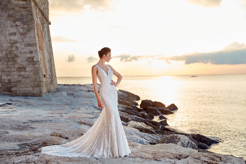eddy k mermaid wedding dresses sweep train sheer jewel neck lace appliqued bridal gowns country bohemian vintage beach wedding dress