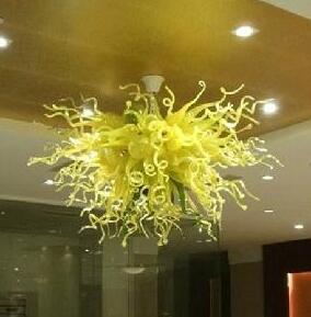 Modern Art Glass Chandelier Ceiling Lamp LED Pendant Lights Yellow and Green Glass Lampshade Loft Pendant Lamps Chandelier Lighting Fixtures