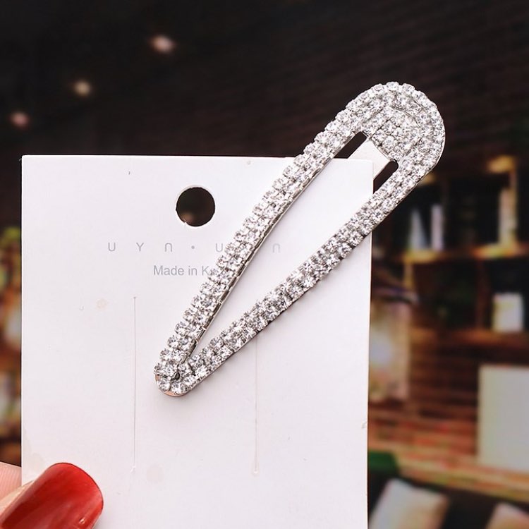 Fashion Metal Water Drop Hair Clips Golden Rhinestone BB Clip Simple Geometry Bang Hairpin 3 Colors