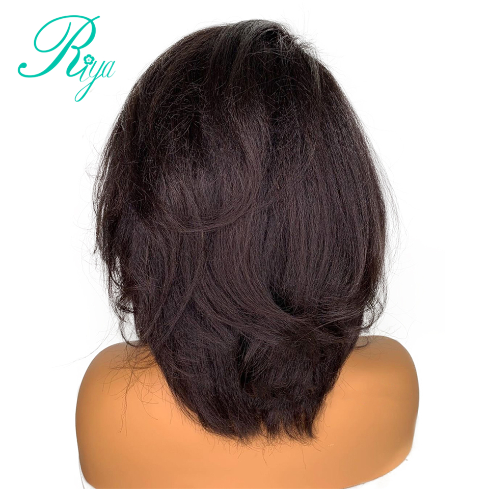 New Pixie 150% Short Cut Bob Blunt Yaki Lace Front simulation Human Hair Wigs For Black Women Preplucked Kinky Straight synthetic hair wig