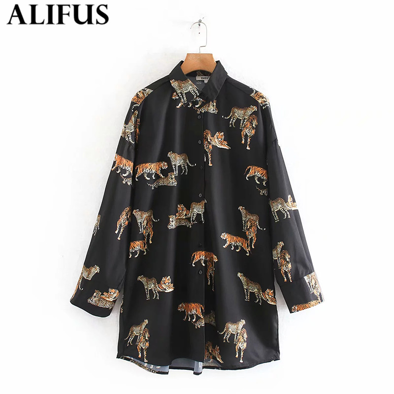Fashion Women Shirt 2019 Vintage Tiger Print Turn-Down Collar Shirts Blouses Loose Ladies Long Sleeve Blusas Tops, As pic
Fashion Women Shirt 2019 Vintage Tiger Print Turn-Down Collar Shirts Blouses Loose Ladies Long Sleeve Blusas Tops, As pic