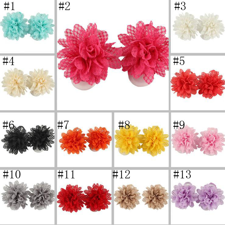 Baby Sandals Flower Shoes Cover Barefoot Foot Lace Flower Ties Infant Girl Kids First Walker Shoes Photography Props 13 Colors 14601