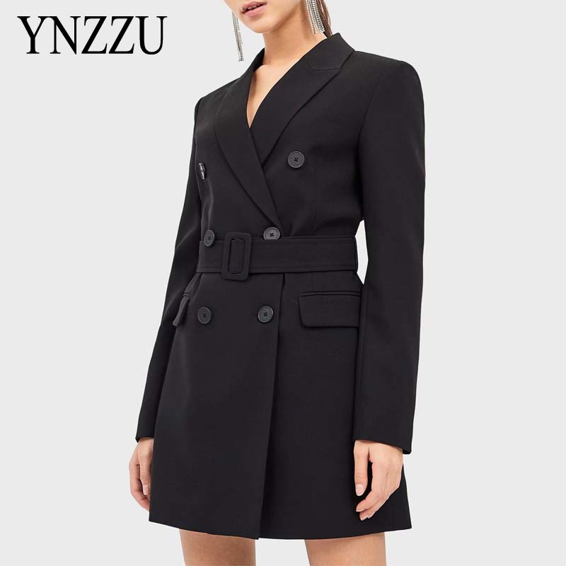 Women' Slim Blazer Jacket Sashes Black Female Spring Notched Office Lady Jackets 2020 Elegant Double breasted Coat YNZZU 9O168
Women' Slim Blazer Jacket Sashes Black Female Spring Notched Office Lady Jackets 2020 Elegant Double breasted Coat YNZZU 9O168
