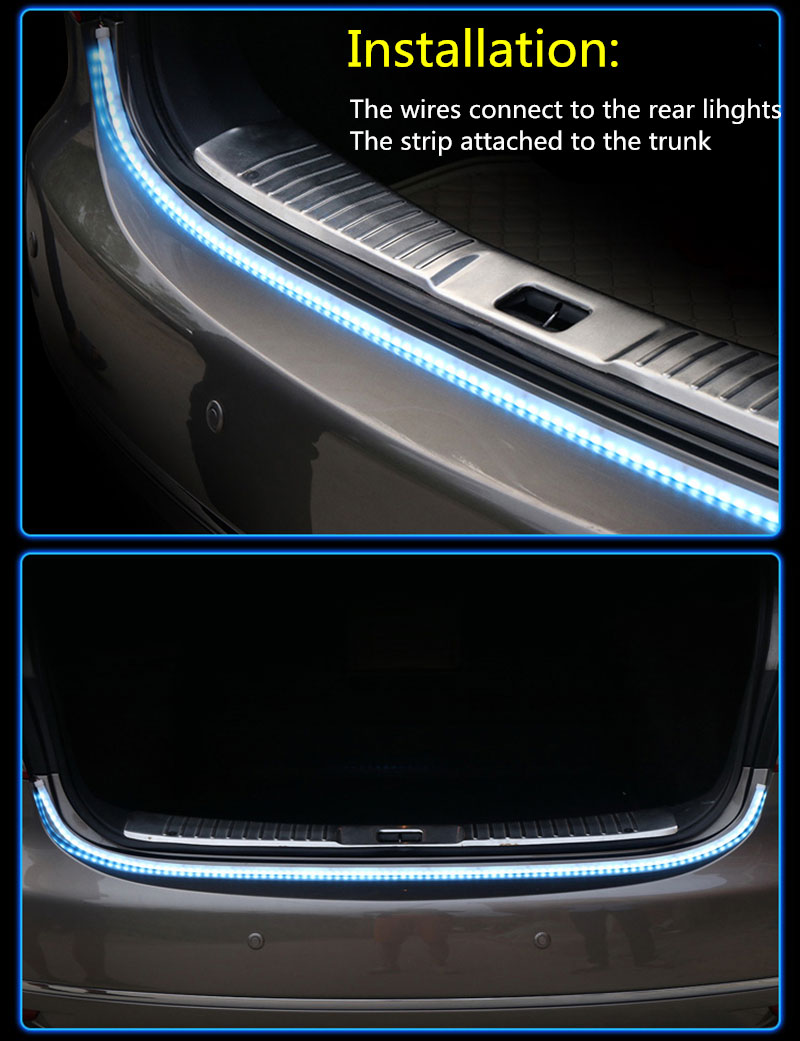 Car Rear Trunk Signal Lamp RGB Auto LED Strips Light Driving Signals Reverse Brake Lighting Truck Flow Strip Lights