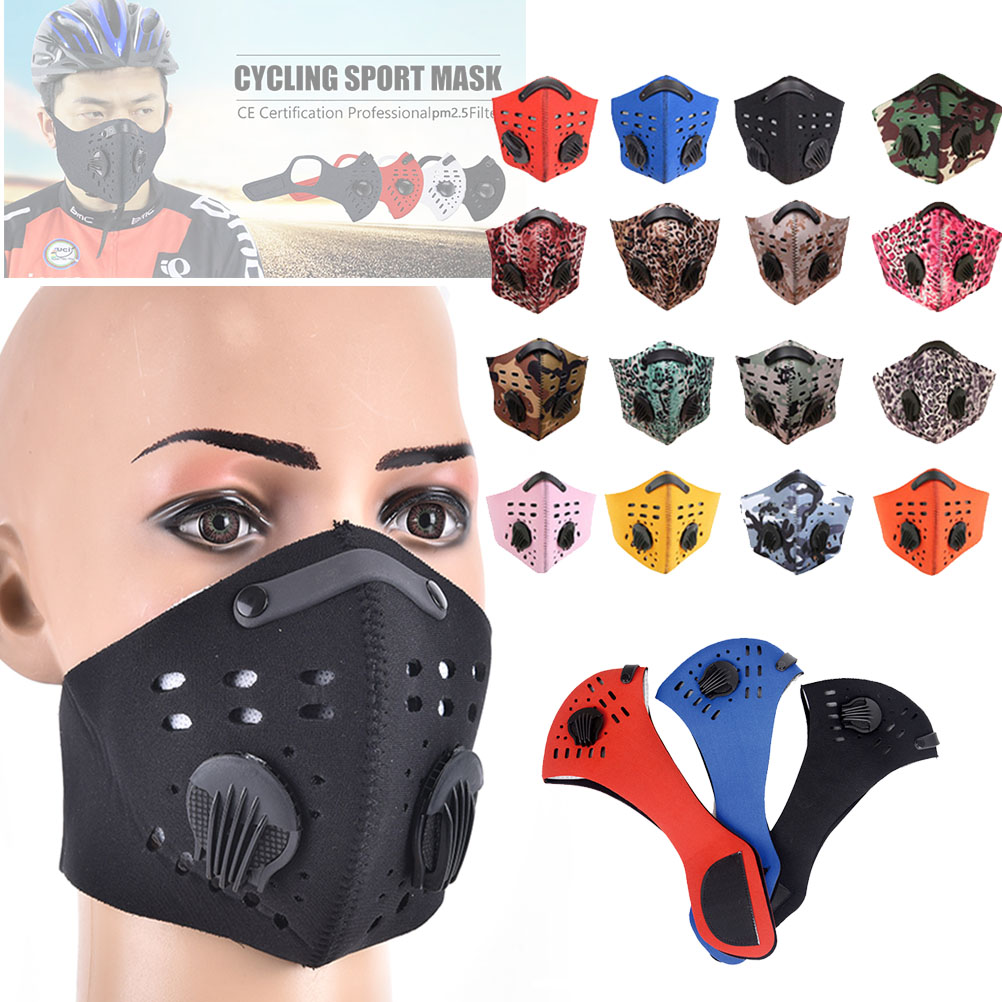 Reusable Cycling Protective Face Masks PM2.5 Carbon Filter Two Breathing Valves Dustproof Anti Pollution Smog mouth mask Sport Cover Shield
Reusable Cycling Protective Face Masks PM2.5 Carbon Filter Two Breathing Valves Dustproof Anti Pollution Smog mouth mask Sport Cover Shield