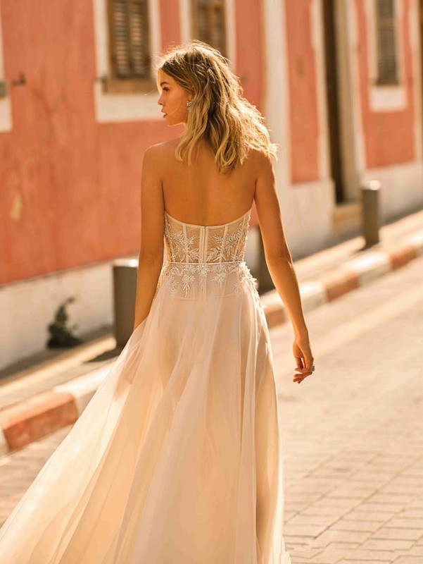 Charming Berta Sweetheart Wedding Dresses 2020 Modern Lace Tulle Beaded Full Length Fairy Country Garden Bride Dress