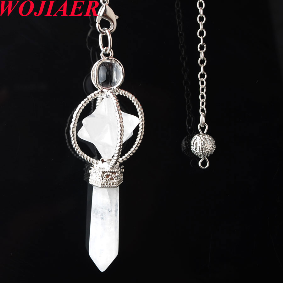 WOJIAER Natural White Crystal Stone Pendants Reiki Healing Merkaba Dowsing Pendulum Bead Pendule Necklaces Radiesthesia Jewelry N8160, Silver
WOJIAER Natural White Crystal Stone Pendants Reiki Healing Merkaba Dowsing Pendulum Bead Pendule Necklaces Radiesthesia Jewelry N8160, Silver
