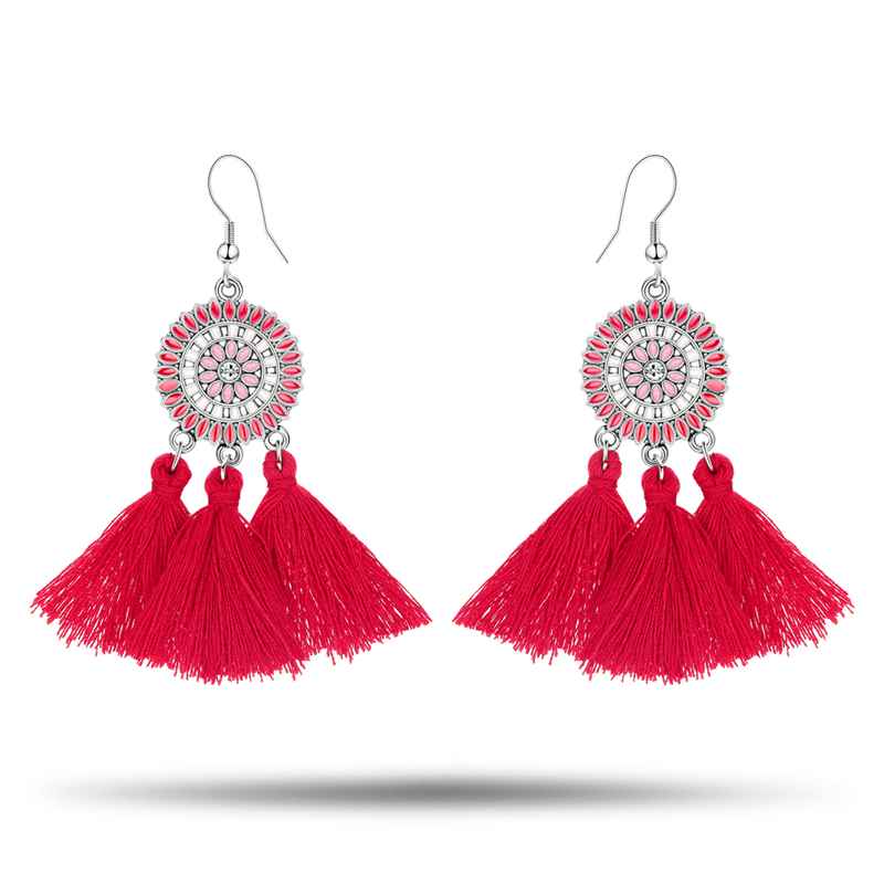 Modest chic tassel long flowing bohemian fringed retro pendant earrings female earrings