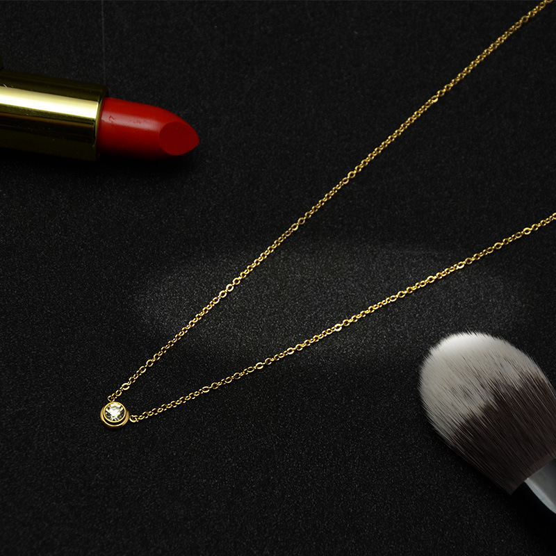 Fashion-diamond necklace gold plated clavicle Tang gold necklace