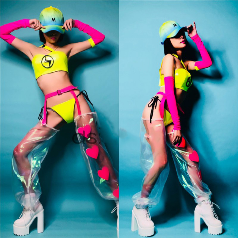 Nightclub Bar DS Female Singer GOGO Costume Fluorescent Bikini Sexy Transparent Strap Pants Suit Adult Party Costumes DWY3429, As picture
Nightclub Bar DS Female Singer GOGO Costume Fluorescent Bikini Sexy Transparent Strap Pants Suit Adult Party Costumes DWY3429, As picture