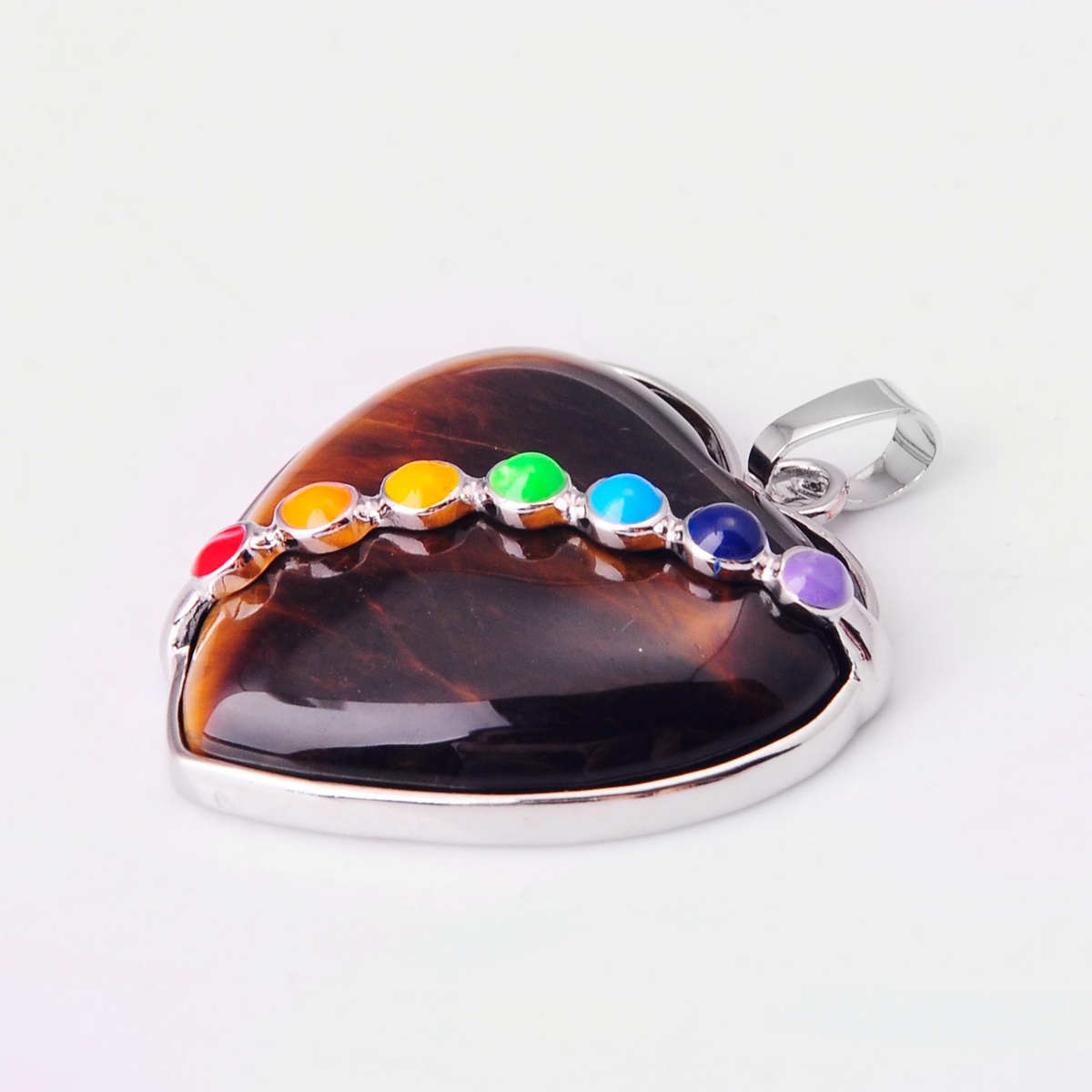Heart-shaped ring face with 7-color heart-shaped gemstone pendant necklace European and American women popular models
