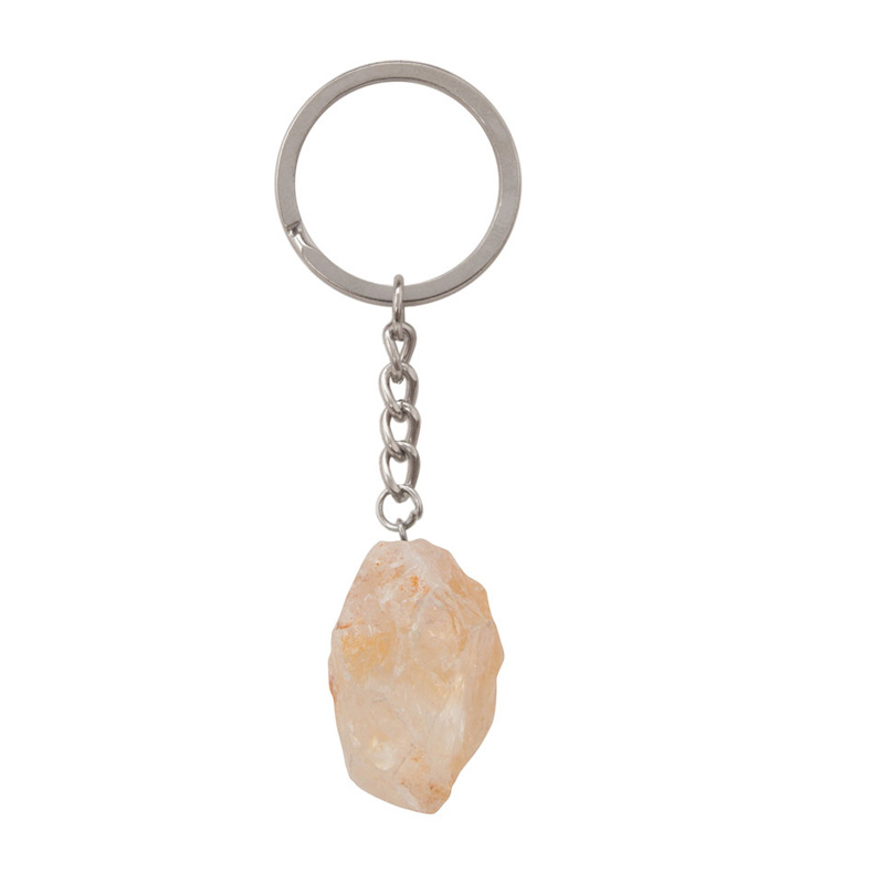 Hot Selling Natural Gemstone Pendant Keychain Men Womens Lucky 25-30mm Jade Quartz Amethyst Car Keyring Jewelry