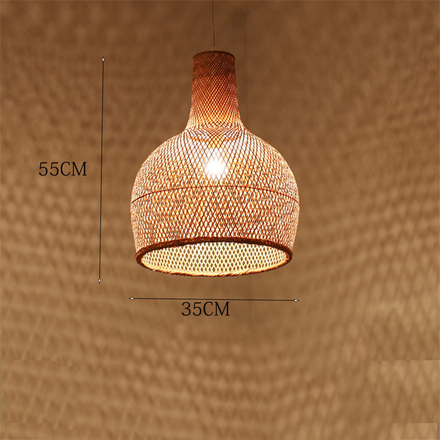 New Chinese Lantern Hotel Tea Staircase Hotel LED Bamboo Pendant Lights Hand Rattan Weaving Wood Pendant Lamp Lighting Luminaire