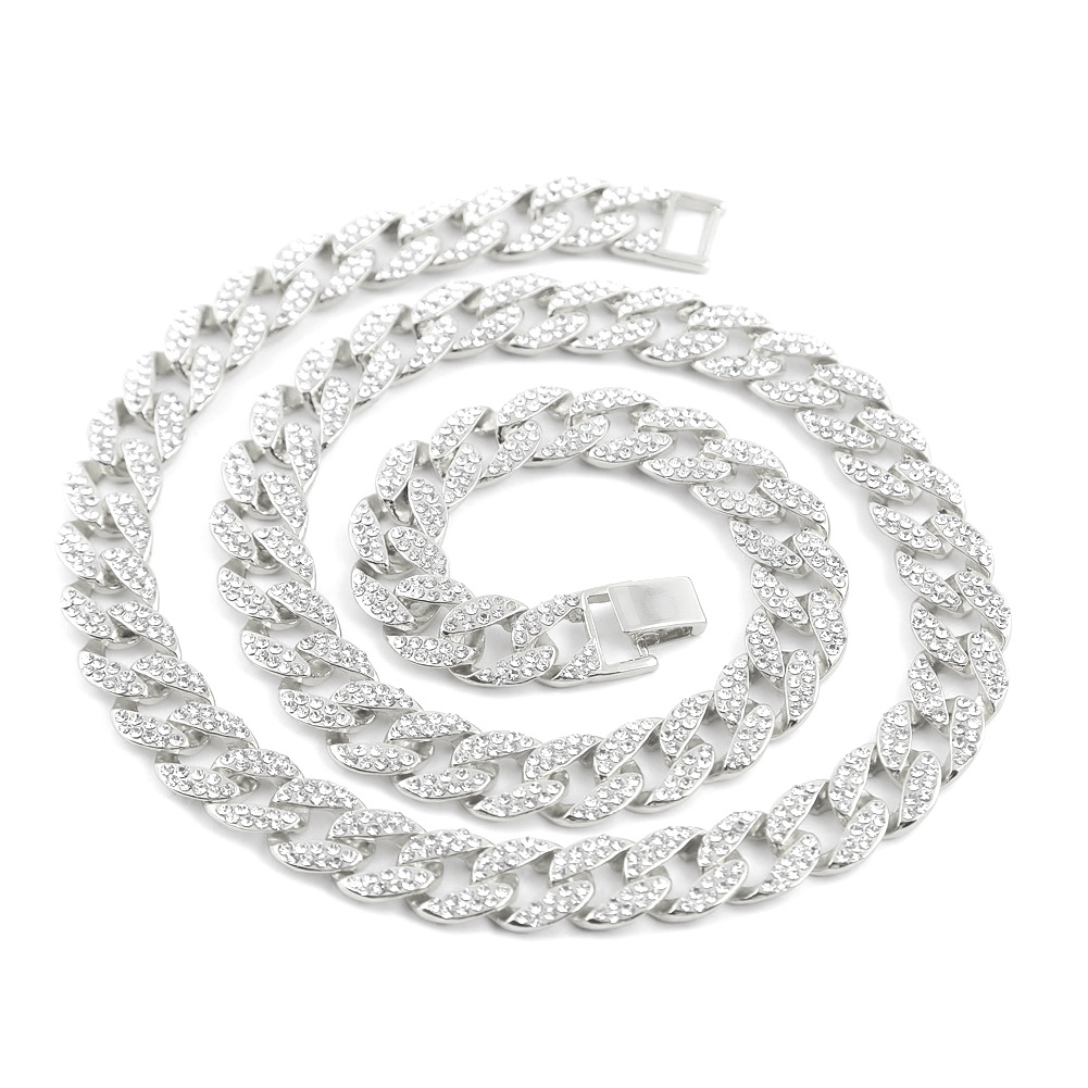 Hip Hop Top Selling Vintage Fashion Jewelry Stainless Steel High Quality ice out miami cuban chain Full CZ Crystal Necklace For Women Men