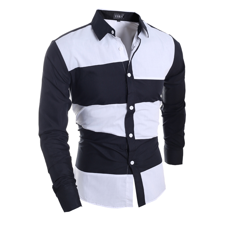 Spring and Autumn New Men's Business Casual Slim Colorblock Shirt British Men's Shirt, Black
Spring and Autumn New Men's Business Casual Slim Colorblock Shirt British Men's Shirt, Black