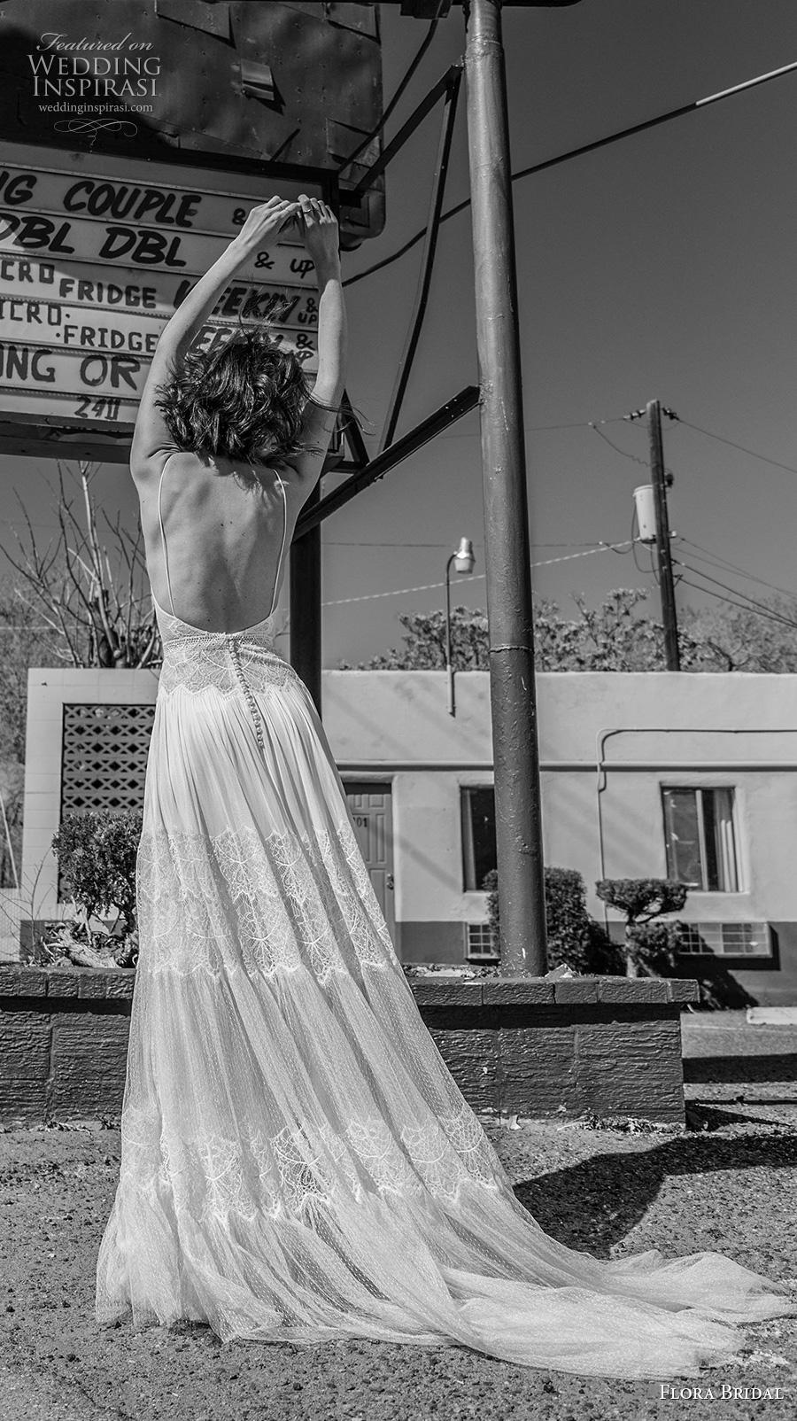 flora bridal bohemia wedding dresses spaghetti lace appliques backless bridal gowns plus size beach boho robe de marie