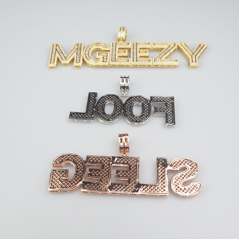 AZ Custom Name Gold Plated Bling Iced Out Bling CZ Letter Necklace for Men Women Hip Hop Jewelry Necklace