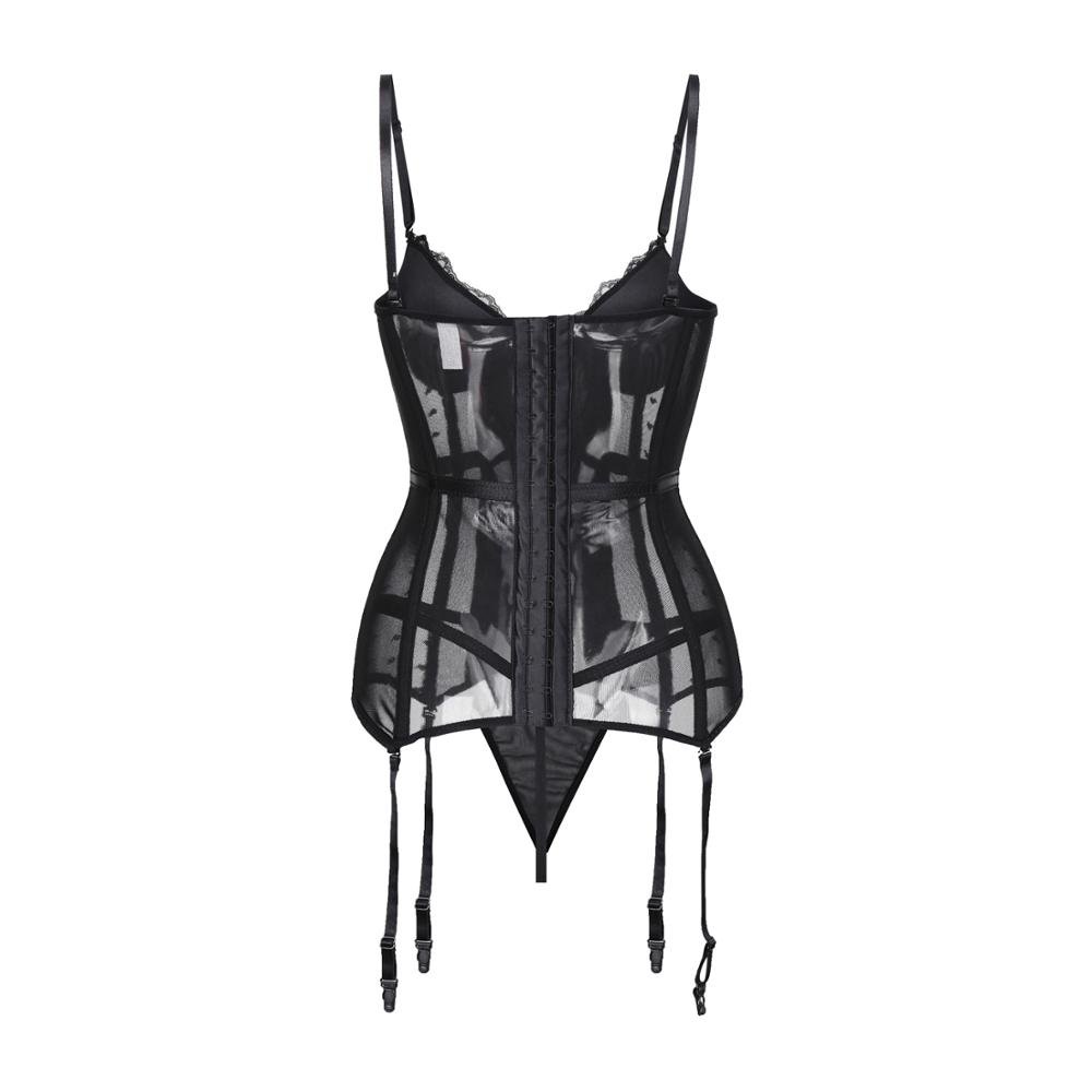 Removable Straps Lingerie Lace Trimmer Bustier With Suspenders Women's Amour Accent Lightly Padded Underwired Basque Corset 8157