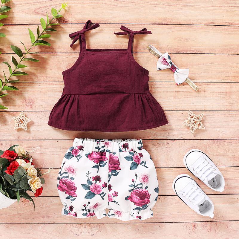 Summer Girls' Clothing Sets Toddler Baby Girls Suspender Solid Vest Tops+Floral Print Shorts Outfits Children's New Style suit, Red
Summer Girls' Clothing Sets Toddler Baby Girls Suspender Solid Vest Tops+Floral Print Shorts Outfits Children's New Style suit, Red