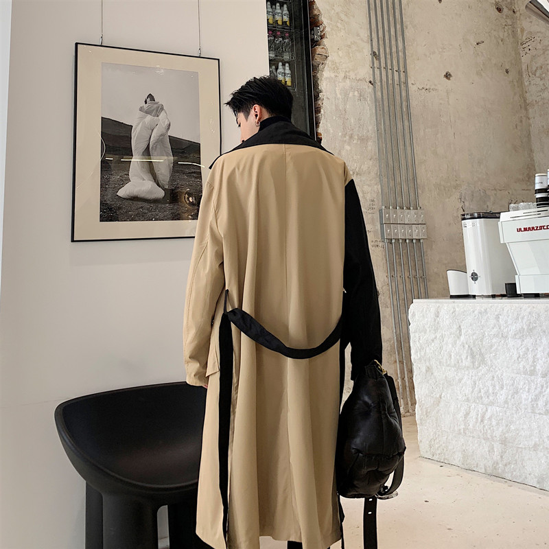 Men Long Windbreaker Double Breasted Loose Business Casual Jacket Male Streetwear Vintage Fashion Trench Coat Overcoat Outerwear