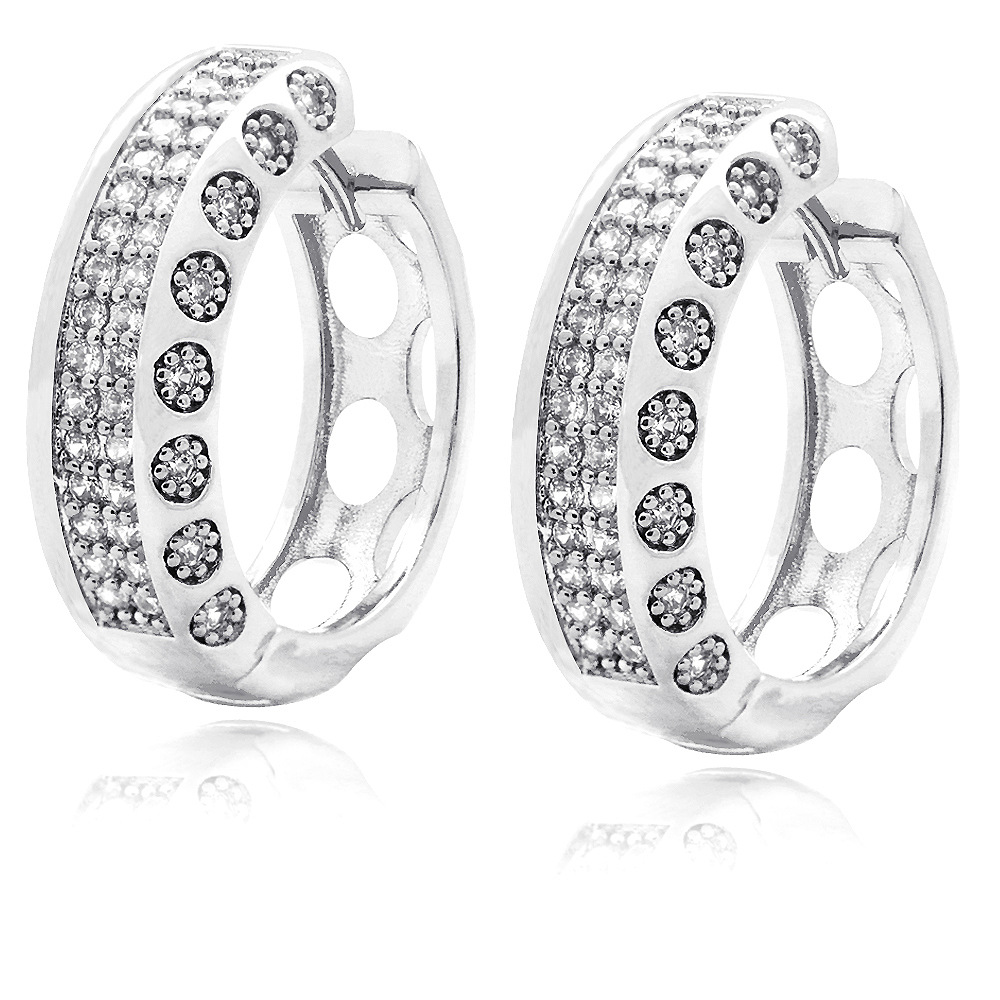 New Fashion Personalized 18K Gold Plated Iced Out CZ Cubic Zirconia Hoop Earrings Hip Hop Bling Diamond Earring Stud Jewelry for Men Women