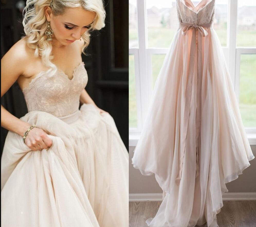 charming 2020 Blush Pink Lace bodice Top Wedding Dresses Sweetheart Backless Bow Sash Boho Wedding Gowns Robe de Mariage Bridal Dresses, Khaki
charming 2020 Blush Pink Lace bodice Top Wedding Dresses Sweetheart Backless Bow Sash Boho Wedding Gowns Robe de Mariage Bridal Dresses, Khaki