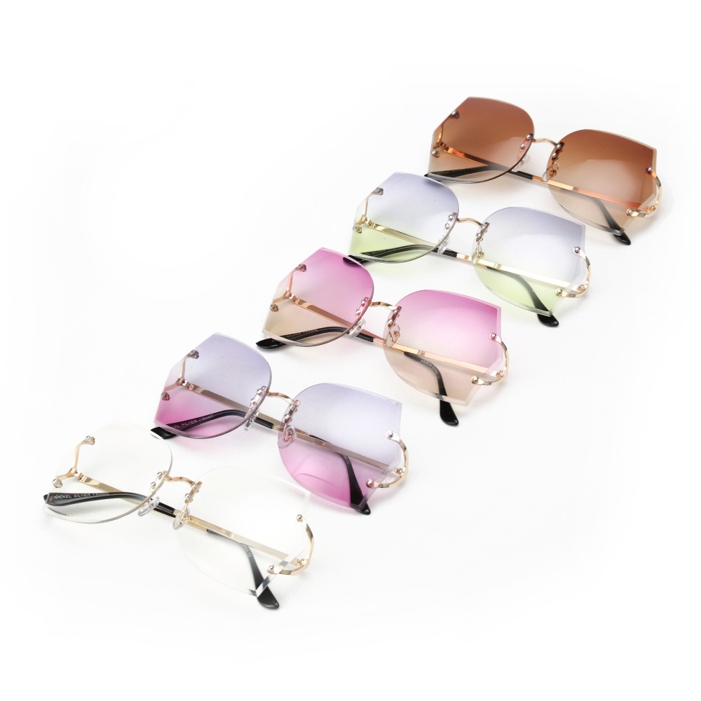 New Arrival Girl Unique Rimless Sunglasses Women Retro Ombre Lens Glasses Eyeglass Frame For Free Shipping