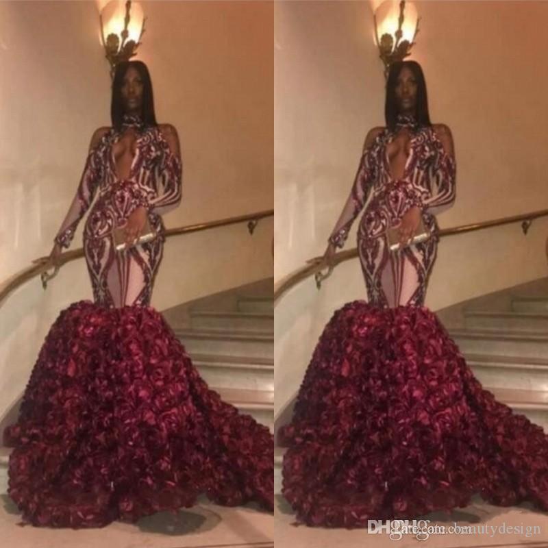 High Neck 2019 Mermaid Prom Dresses Long Sequins Appliques Rose Train Evening Gowns Zipper Back Long Sleeves African Formal Party Dress, Pink
High Neck 2019 Mermaid Prom Dresses Long Sequins Appliques Rose Train Evening Gowns Zipper Back Long Sleeves African Formal Party Dress, Pink