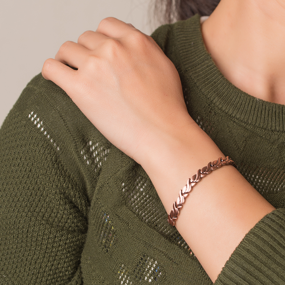 Vinterly Pure Copper Bracelets for Women Vintage Chain Health Energy Magnetic Bracelets & Bangles for Arthritis Women Jewelry