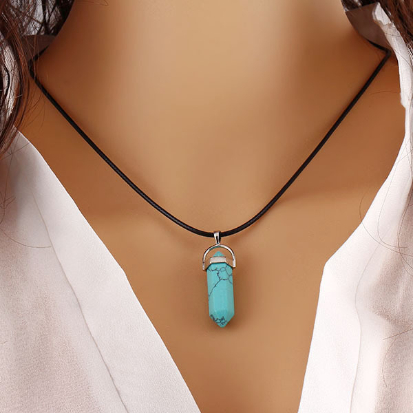 Wholesale- women necklace with pouch rope natural stone both ends pendants Jewelry Necklace ladies gift beach accessories men collar