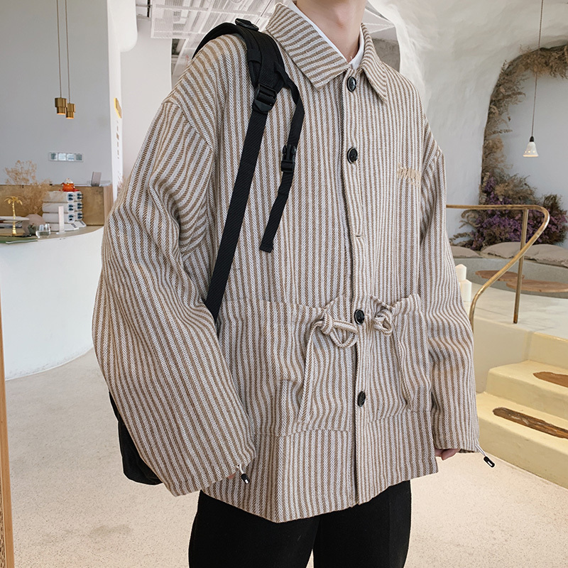 2019 Autumn And Winter New Port Wind Trend Men's Lapel Stripes Youth Loose Casual Wild Wool Jacket Black / Khaki -2XL
2019 Autumn And Winter New Port Wind Trend Men's Lapel Stripes Youth Loose Casual Wild Wool Jacket Black / Khaki -2XL