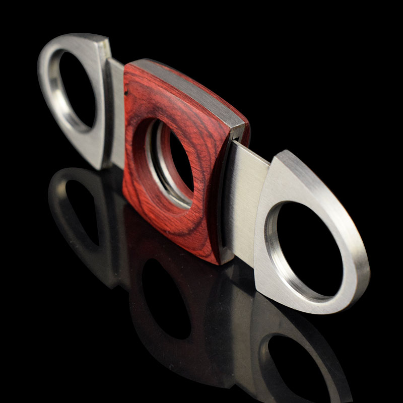 Mahogany stainless steel doubleedged cigar cutter scissors tool cigarette universal accessories portable1620760