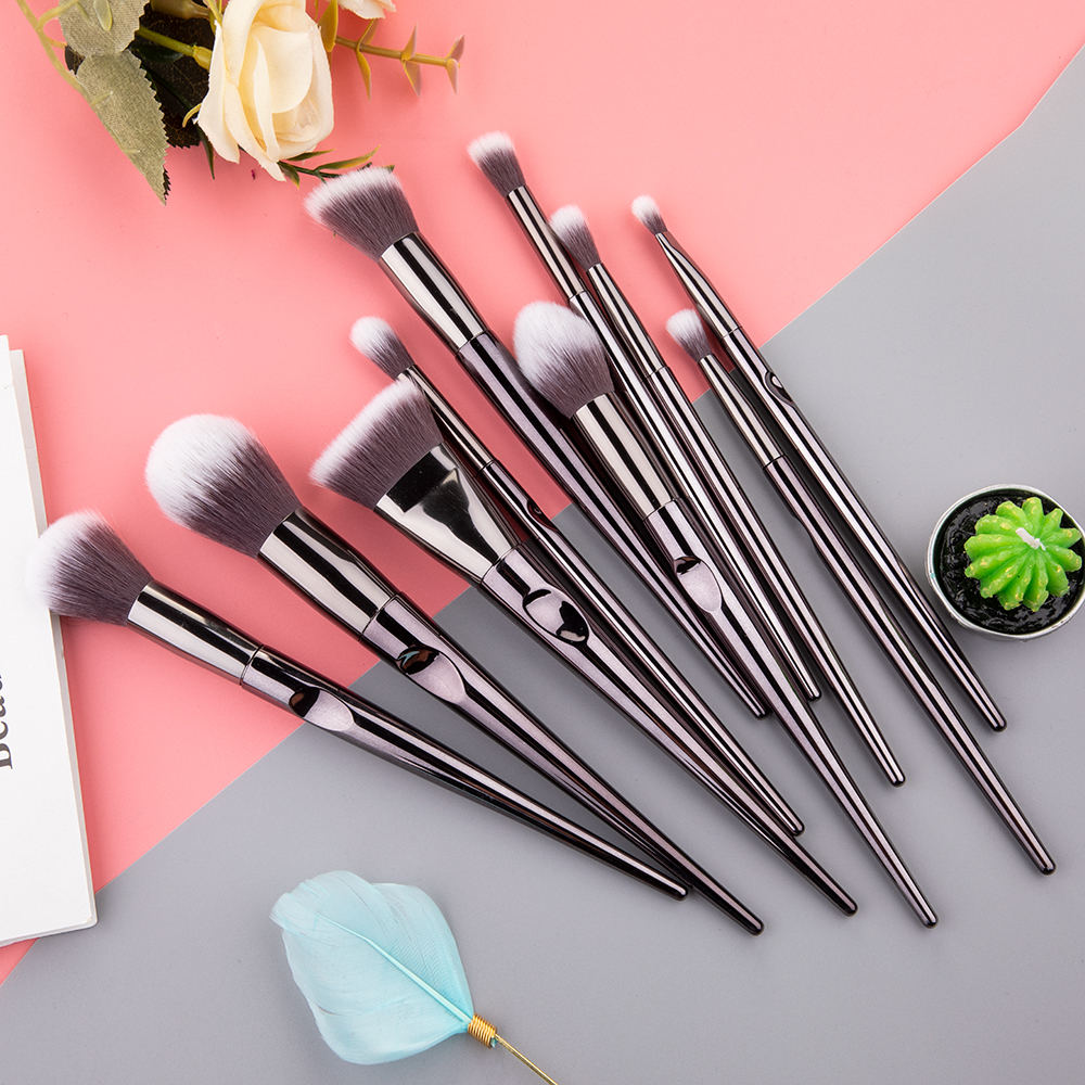 10pcs Unique shape Bump Handle Makeup Brushes set Foundation Blending Blush Face Brush Eyeshadow Eyebrow Concealer brushes Kit