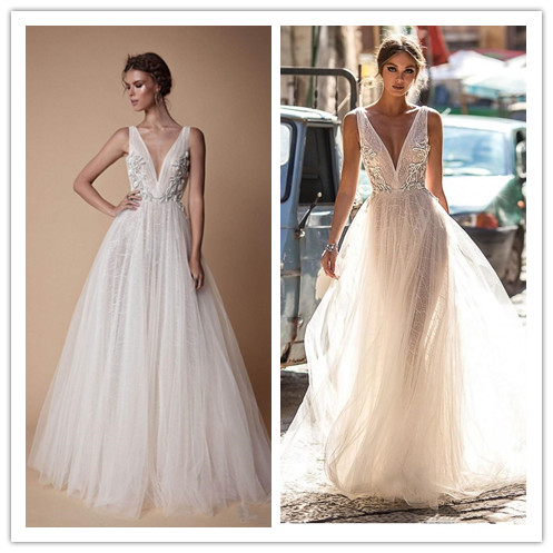 Berta 2019 Lace Wedding Dresses Backless V Neckline Illusion Bodice Floor Length Sexy Open Back Bridal Gowns, Pink
Berta 2019 Lace Wedding Dresses Backless V Neckline Illusion Bodice Floor Length Sexy Open Back Bridal Gowns, Pink