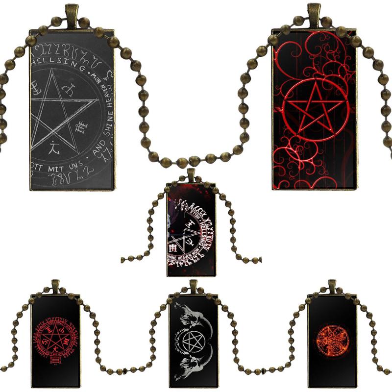 Glass Pendant Necklace Handmade Half Pendant Rectangle Necklace For Woman Vintage Statement Hellsing Pentagram Image
Glass Pendant Necklace Handmade Half Pendant Rectangle Necklace For Woman Vintage Statement Hellsing Pentagram Image